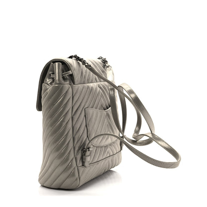 Chanel Iridescent Calfskin Chevron Quilted Small Urban Spirit Backpack Silver 3 of 8