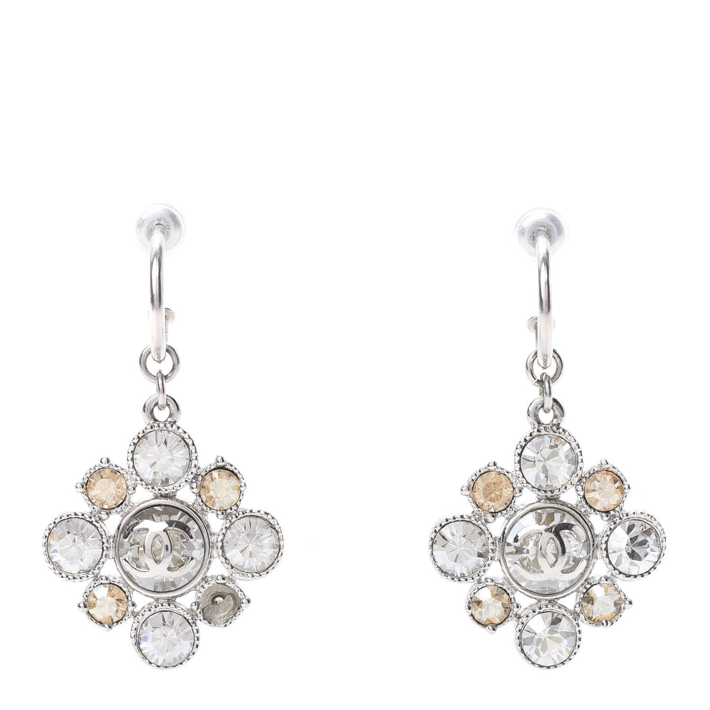 Crystal CC Dangle Earrings Silver