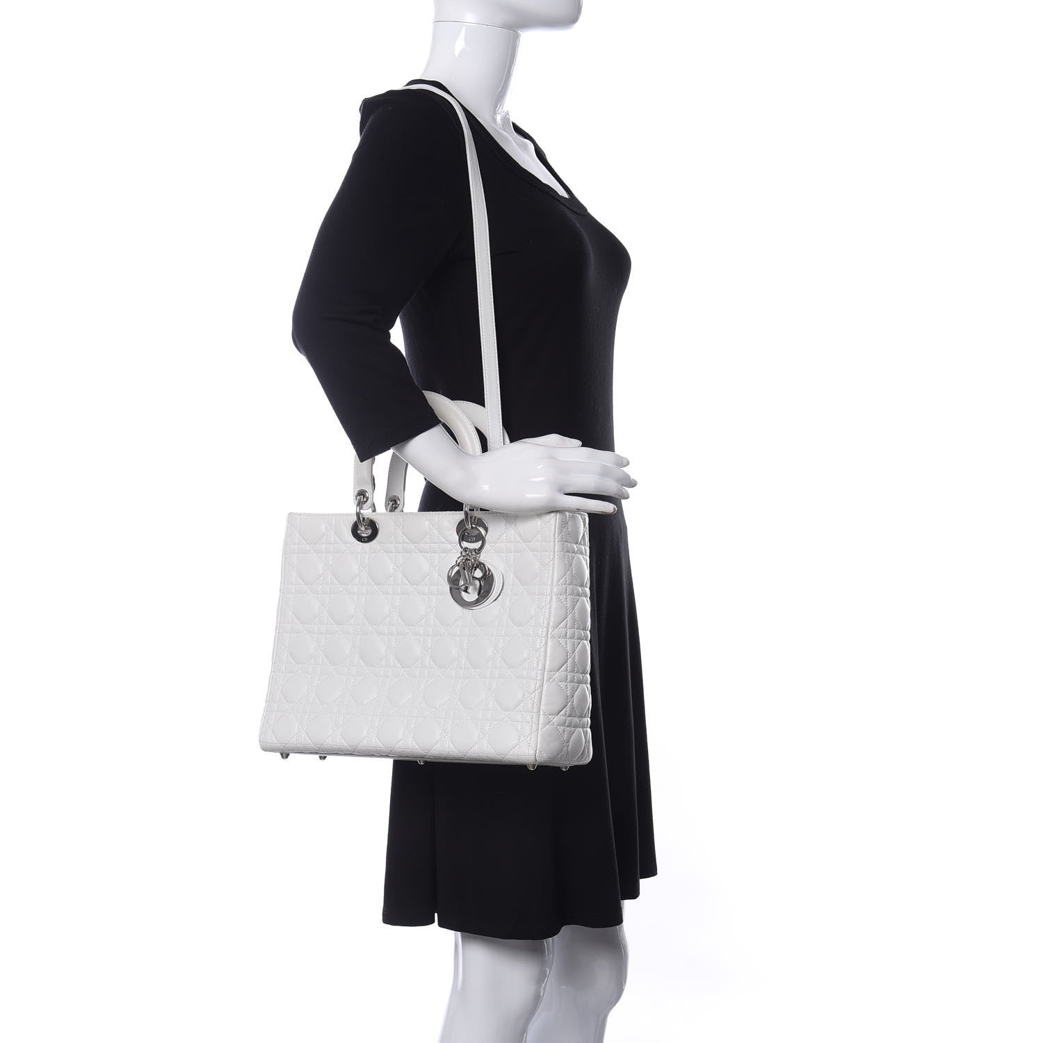 Christian Dior Lambskin Cannage Large Lady Dior White 2 of 9