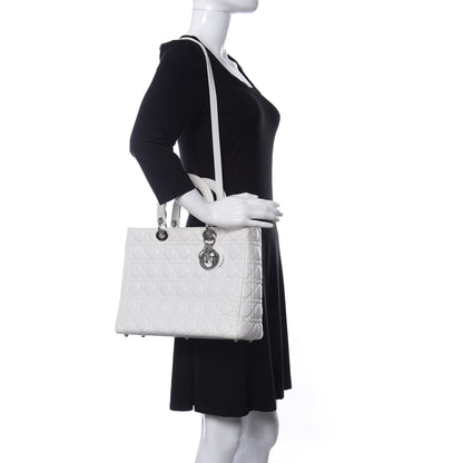Christian Dior Lambskin Cannage Large Lady Dior White 2 of 9