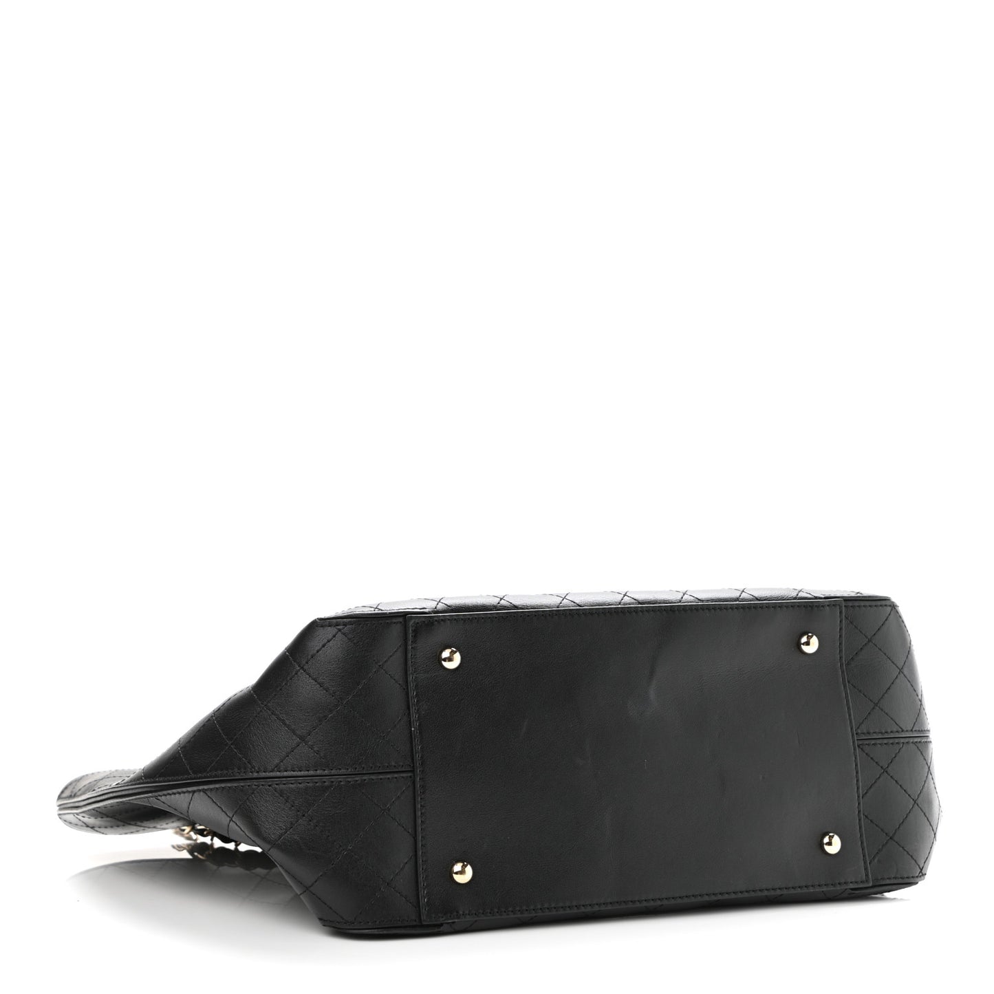 Calfskin Stitched Shopping Tote Black