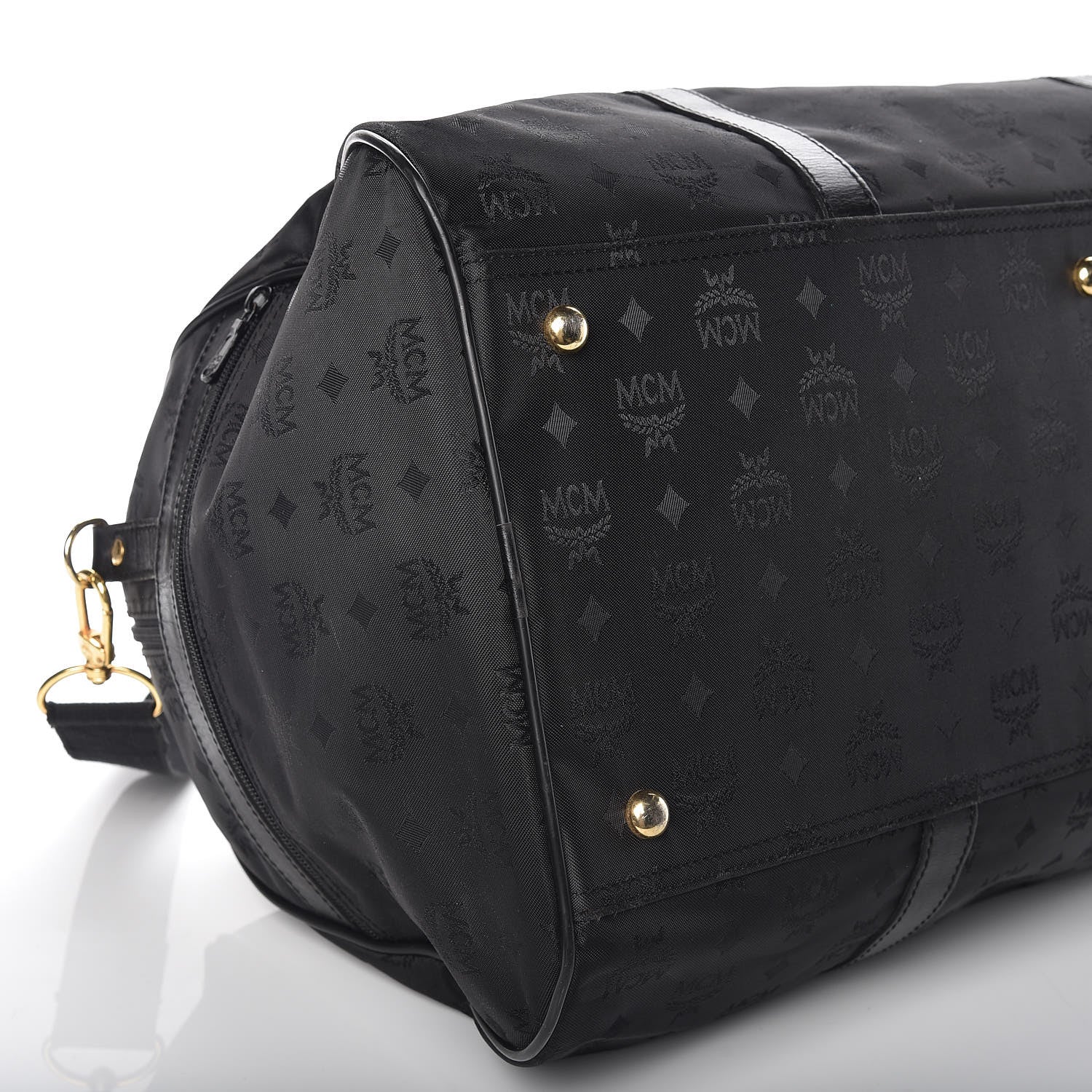 MCM Monogram Coated Canvas Weekender Black 7 of 8