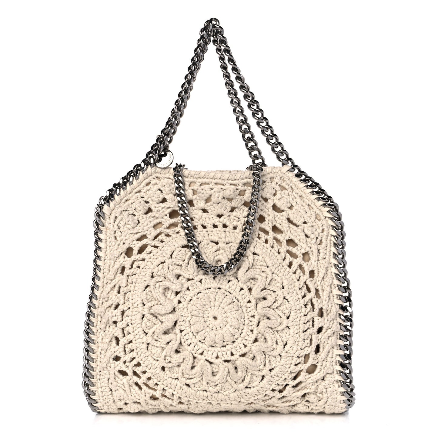 Cotton Crochet Falabella Ajouree Tote Bag White