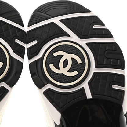 Chanel Mesh Suede Calfskin Grained Calfskin Womens CC Sneakers 37 White Black 6 of 9