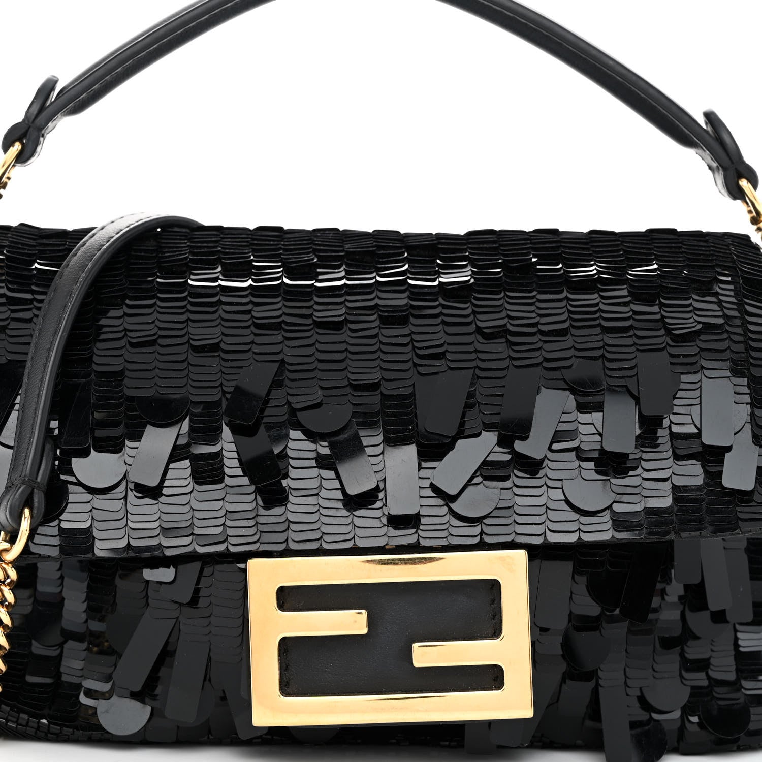 Fendi Sequin Paillettes Vitello Grace Sex and the City Mini Baguette Black 8 of 11