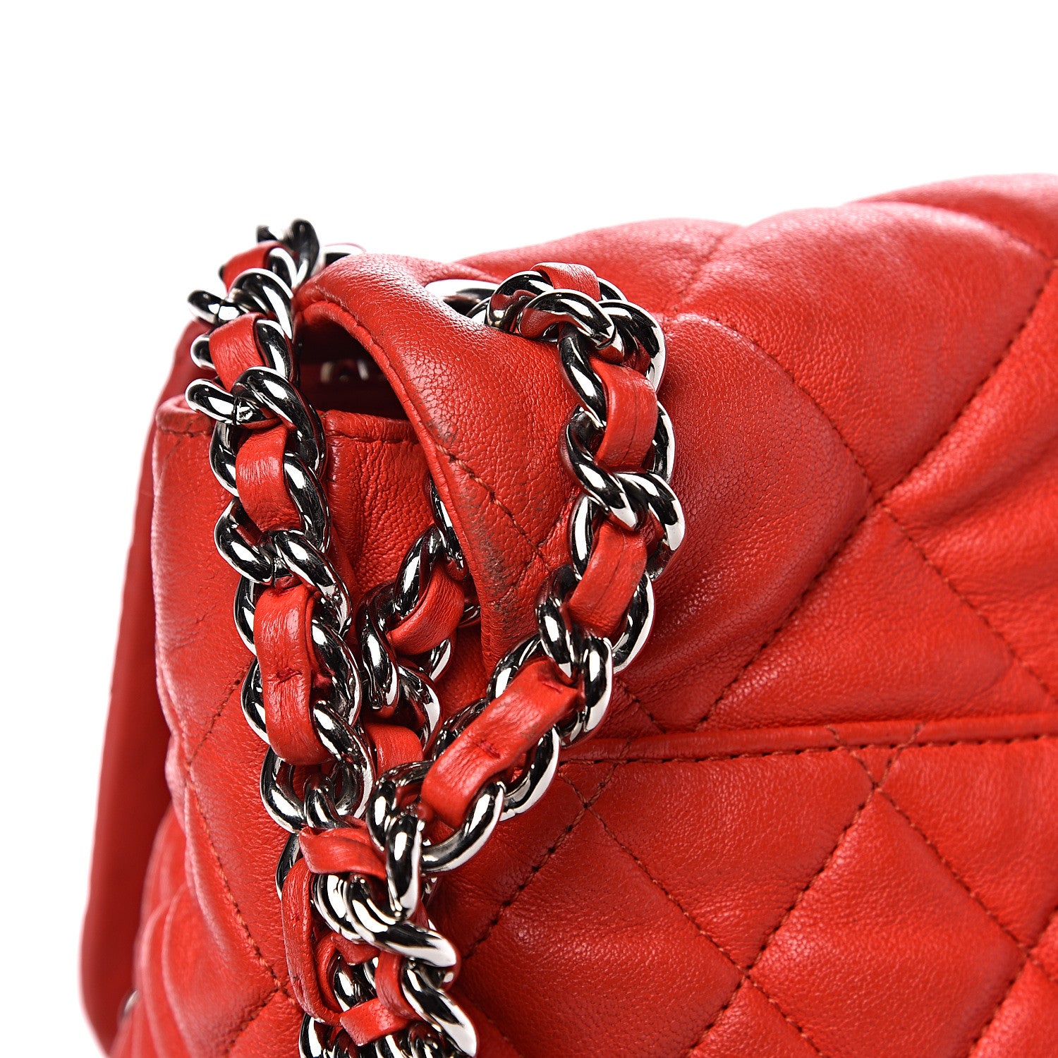Chanel Washed Lambskin Quilted Maxi Chain Around Flap Red 15 of 16