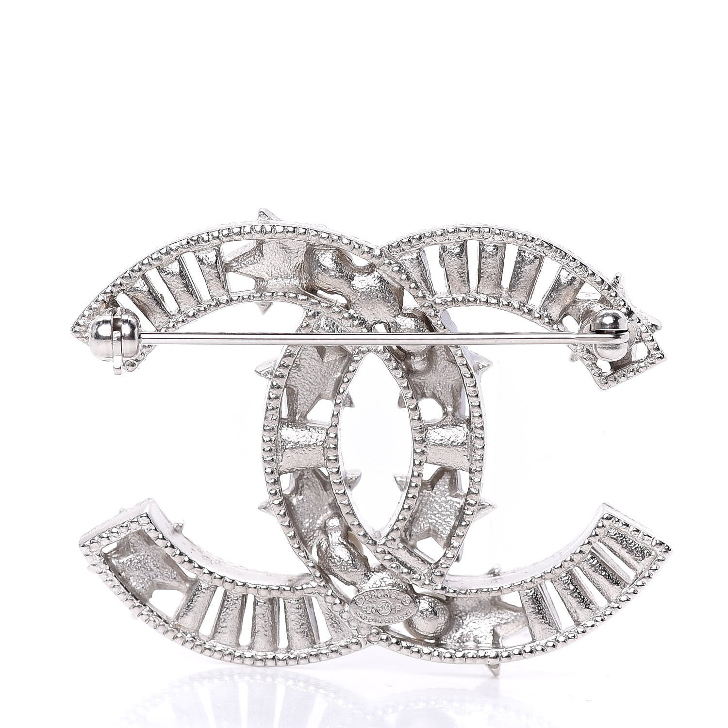 Chanel Crystal Pearl CC Star Coco Flapper Brooch Silver 3 of 5