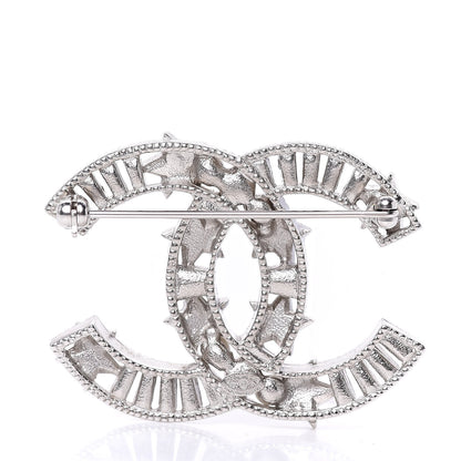 Chanel Crystal Pearl CC Star Coco Flapper Brooch Silver 3 of 5