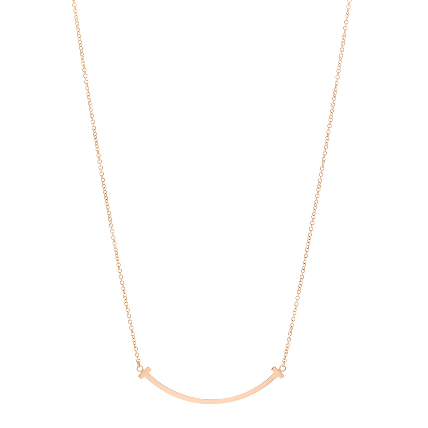 18K Rose Gold Small T Smile Pendant Necklace
