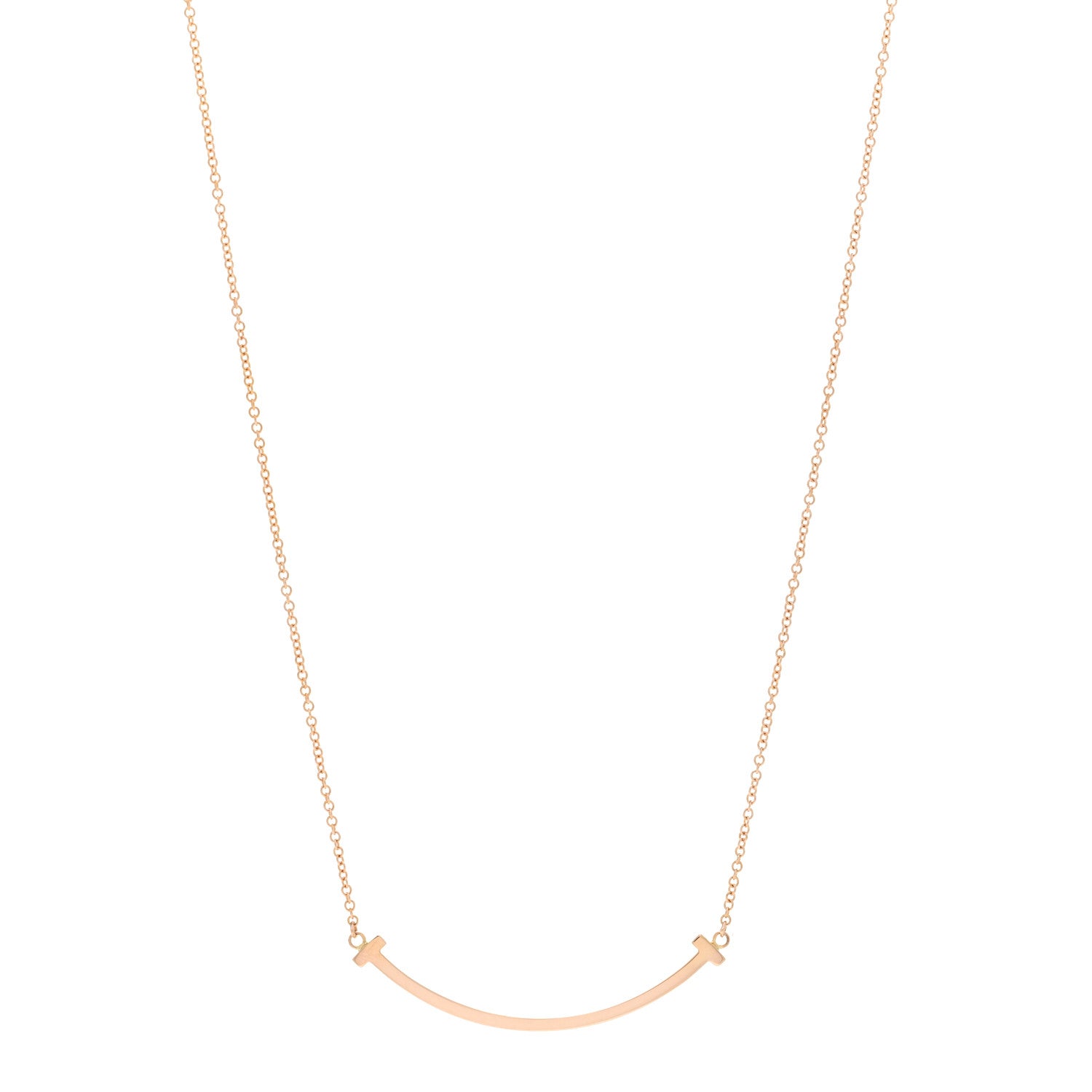 Tiffany 18K Rose Gold Small T Smile Pendant Necklace 1 of 4