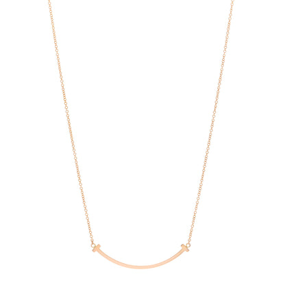 Tiffany 18K Rose Gold Small T Smile Pendant Necklace 1 of 4