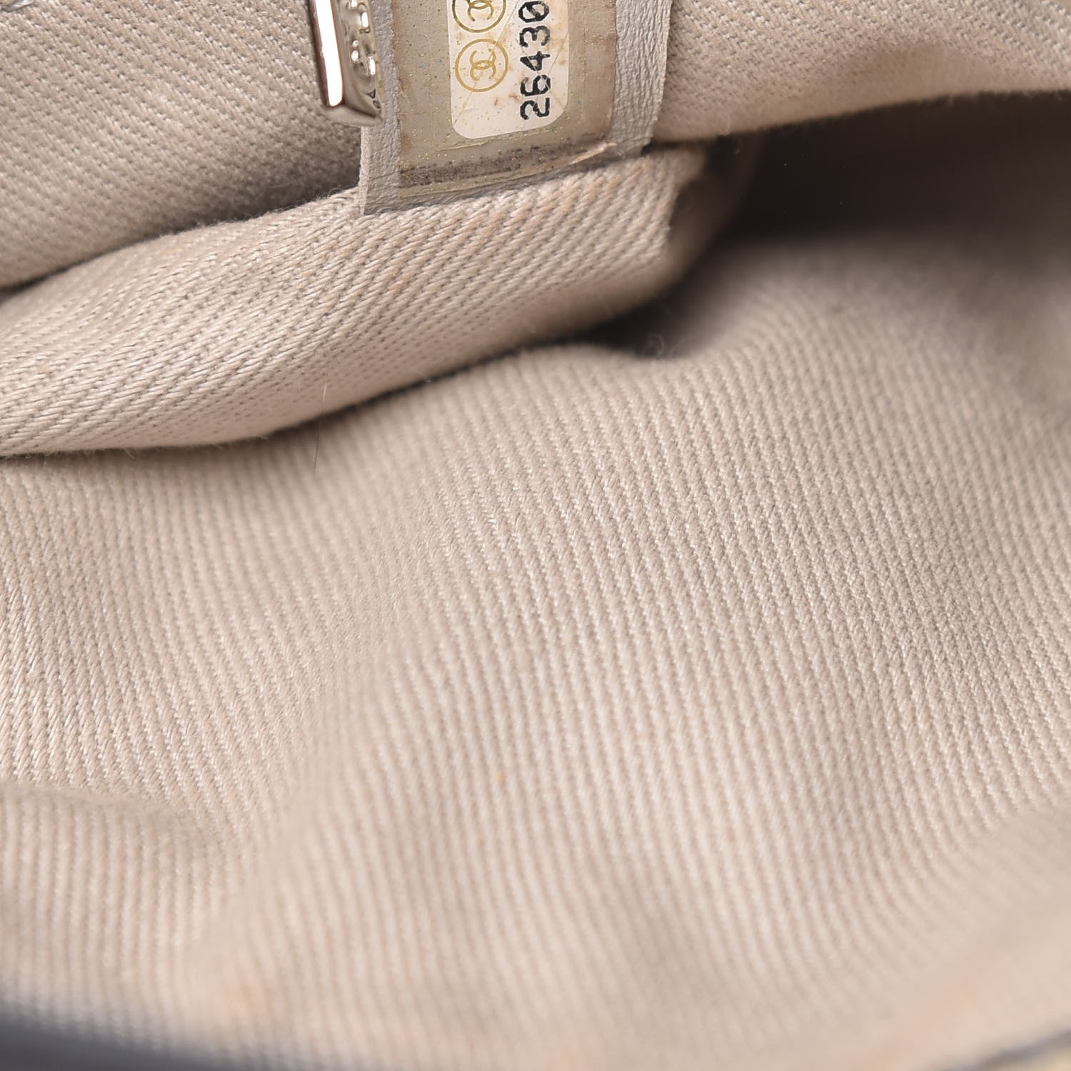 Chanel Striped Canvas Deauville Drawstring Bag Grey Black 7 of 10