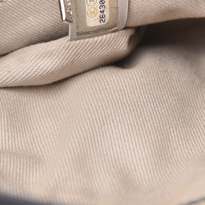 Chanel Striped Canvas Deauville Drawstring Bag Grey Black 7 of 10
