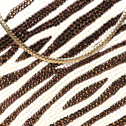 Judith Leiber Swarovski Crystal Zebra Minaudiere Clutch Brown White Gold 8 of 10