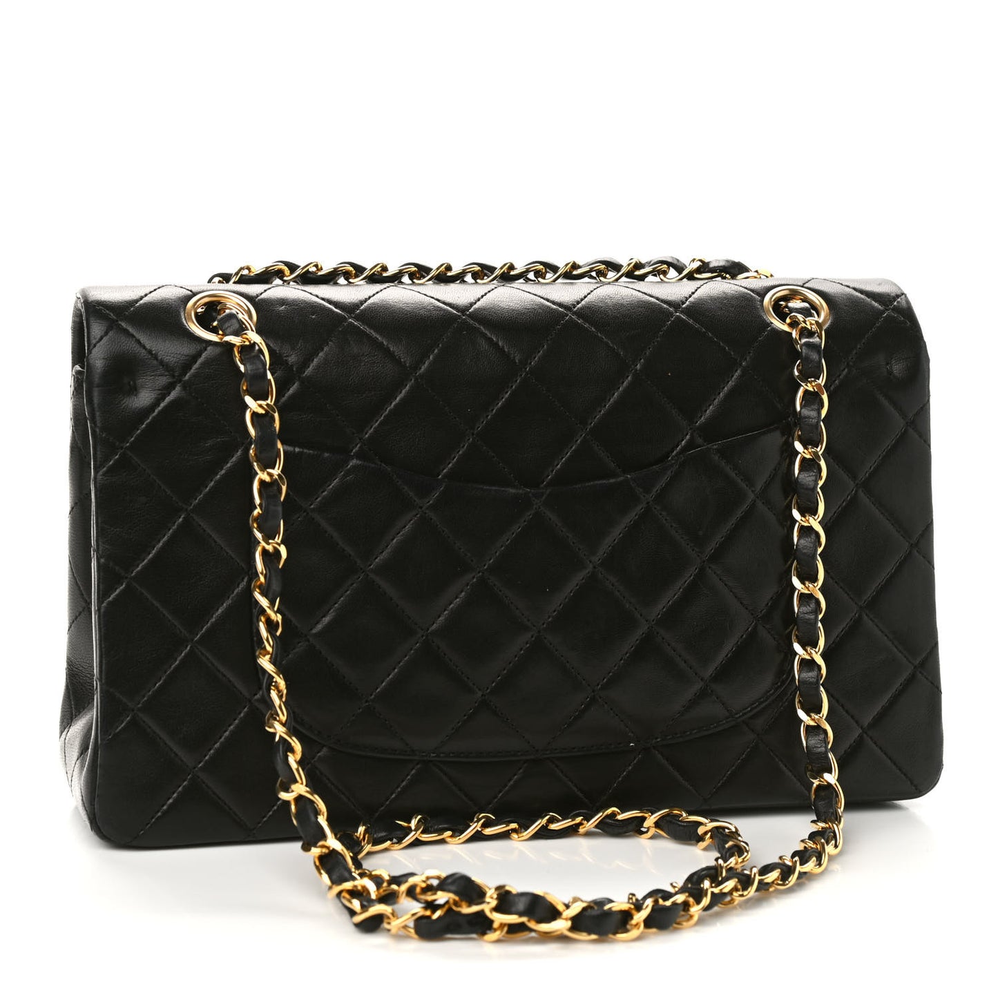 Lambskin Quilted Medium Double Flap Black
