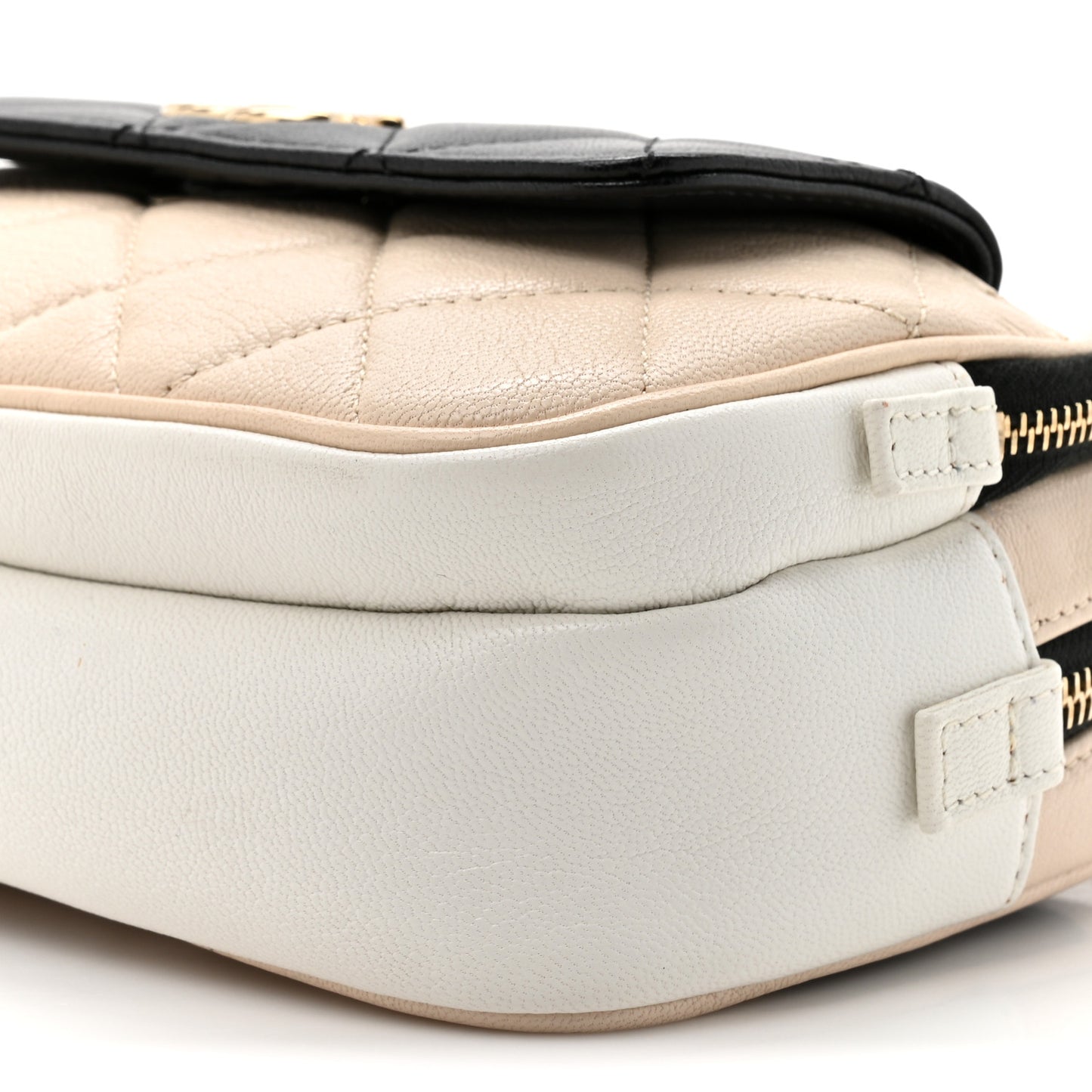 Goatskin Quilted Waist Bag Beige White Black