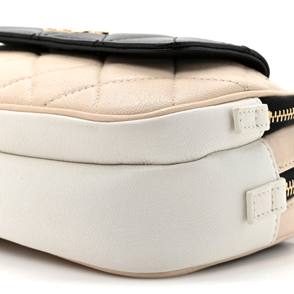 Chanel Goatskin Quilted Waist Bag Beige White Black 10 of 12