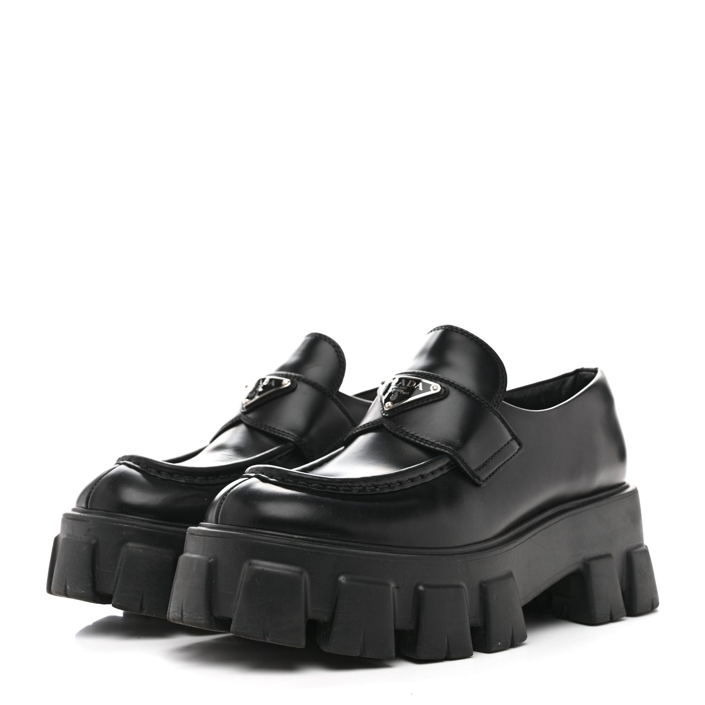 Spazzolato Rois Metal Triangle Logo Monolith 55mm Loafers 38.5 Black 37.5 Black