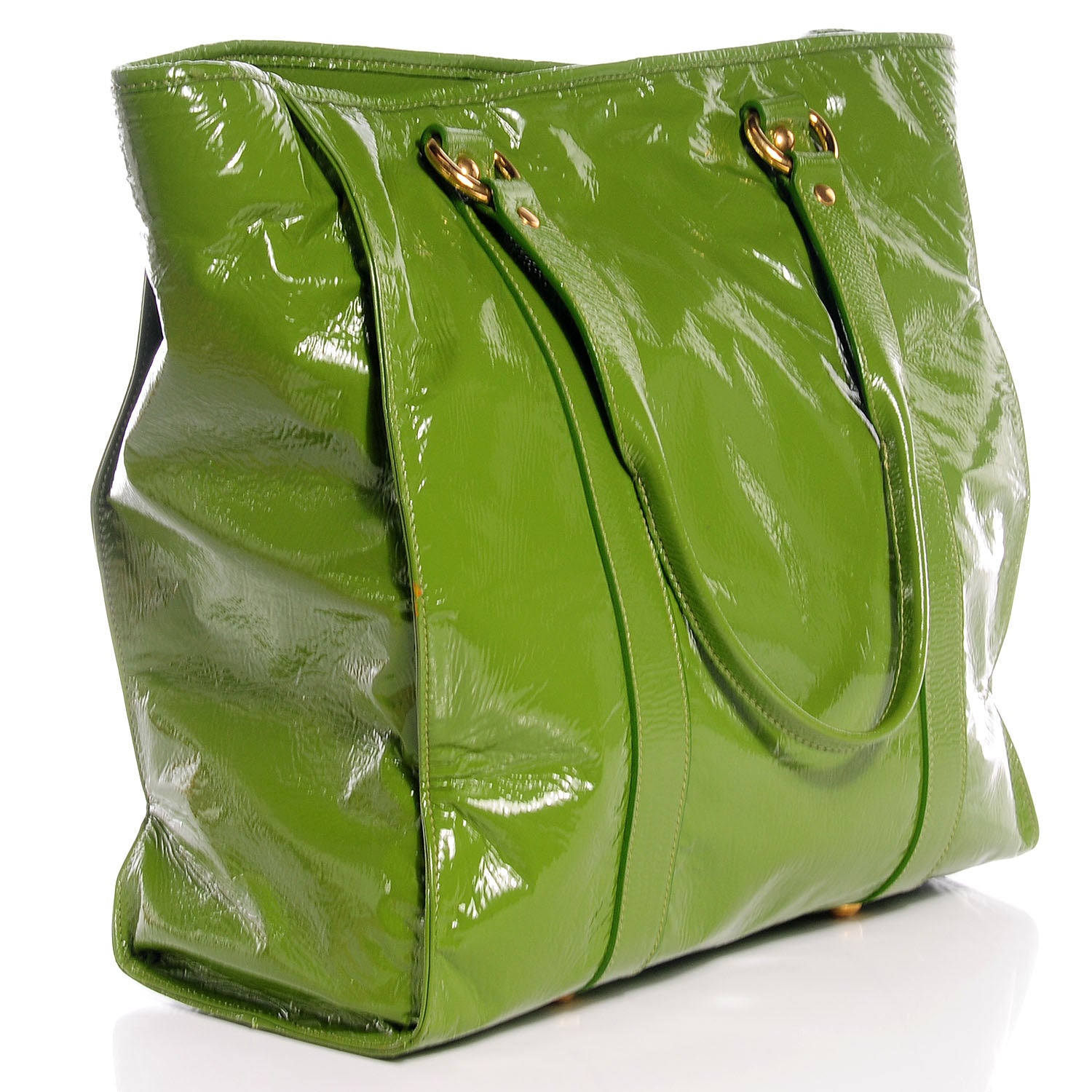 Miu Miu Vernice Shopping Tote Green 2 of 8