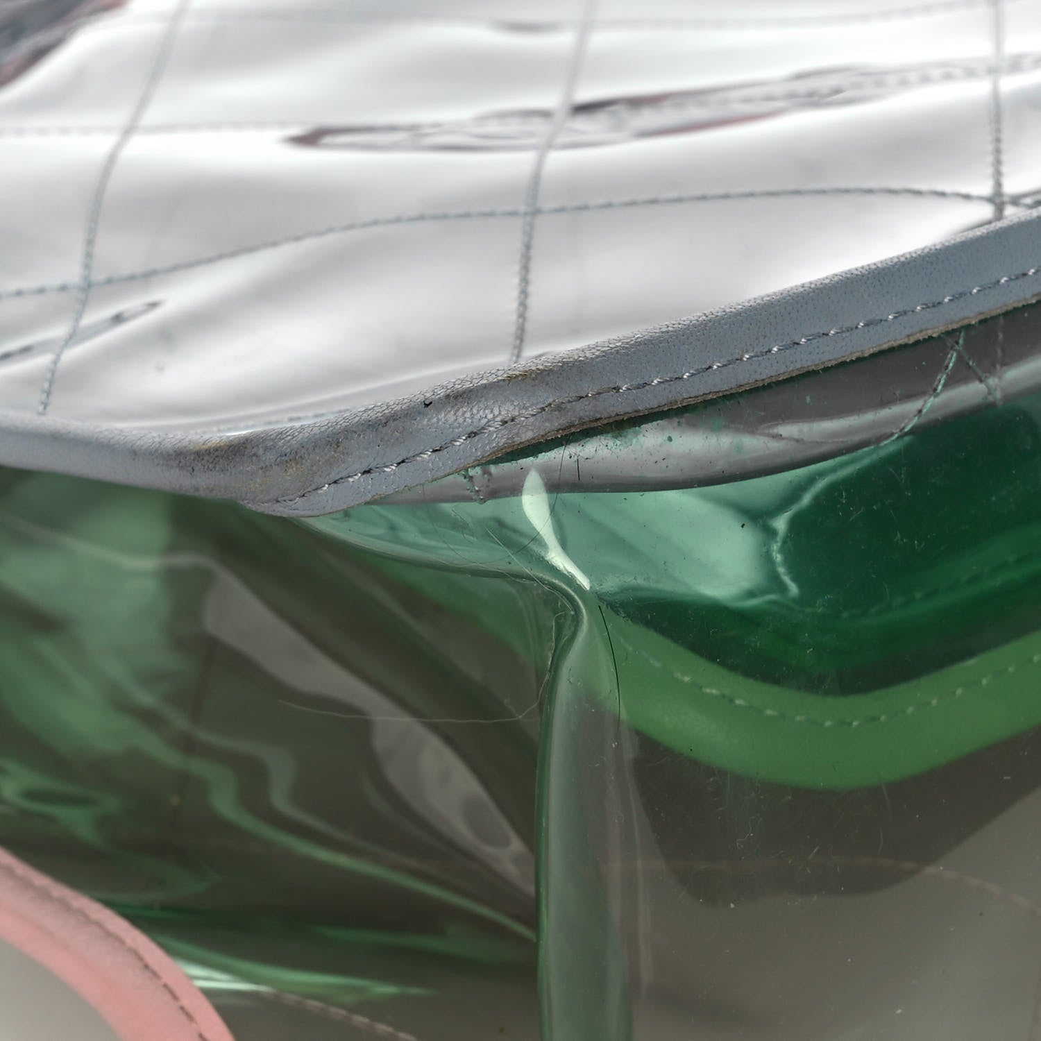 Chanel PVC Lambskin Stitched Medium Coco Splash Shopping Bag Green Pink 10 of 15