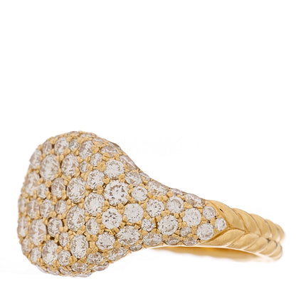 David Yurman 18K Yellow Gold Diamond Pave Chevron Pinky Ring 46 3.5 3 of 5