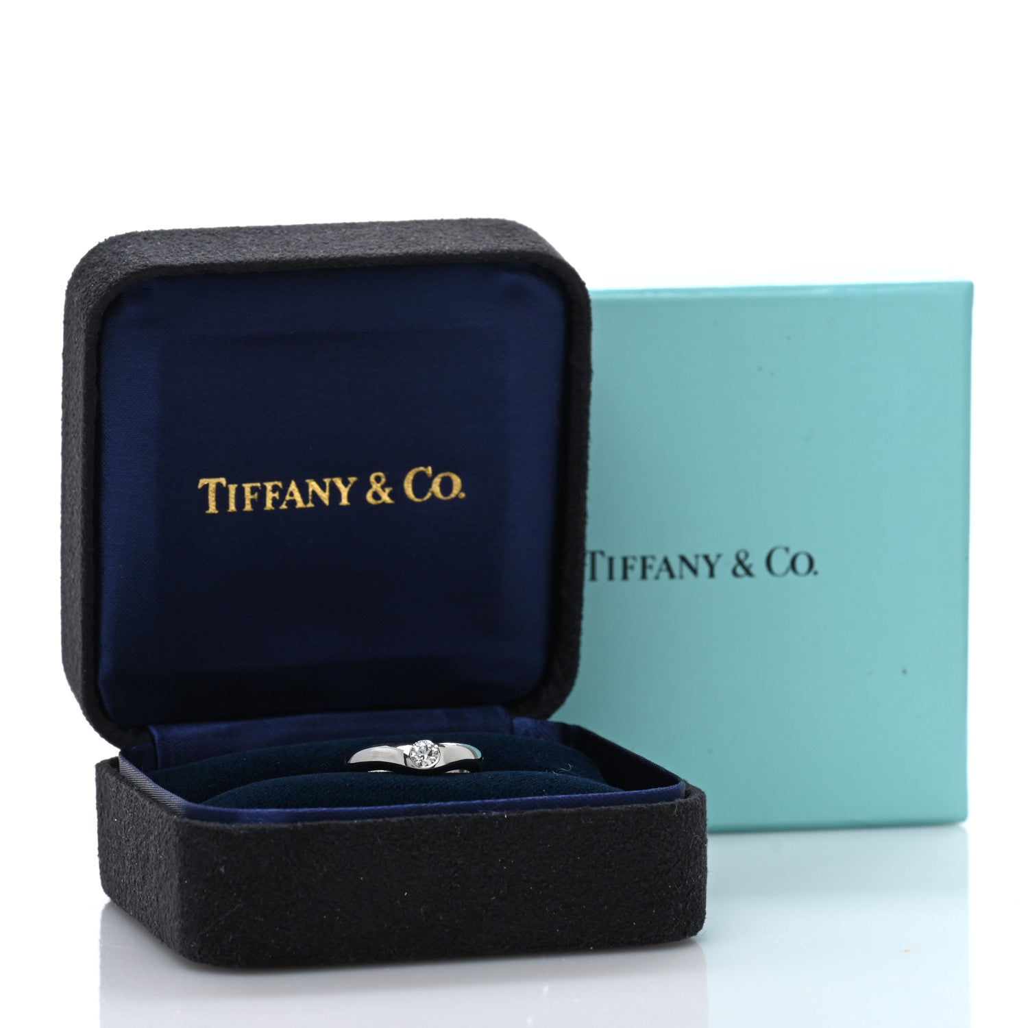 Tiffany Platinum Diamond Elsa Peretti Curved Band Ring 48 4.5 5 of 5