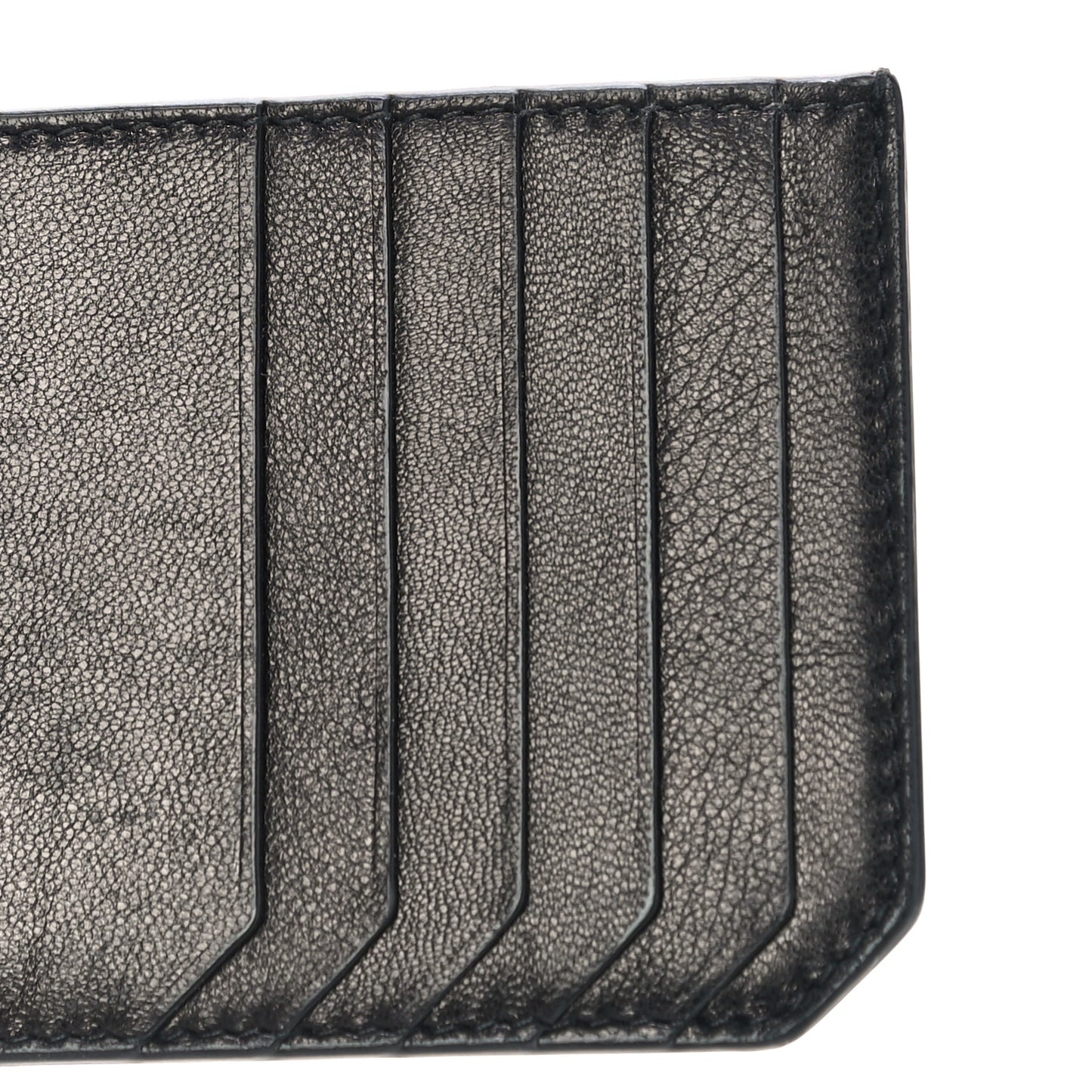 Calfskin 5 Fragments Zip Pouch Card Holder Black