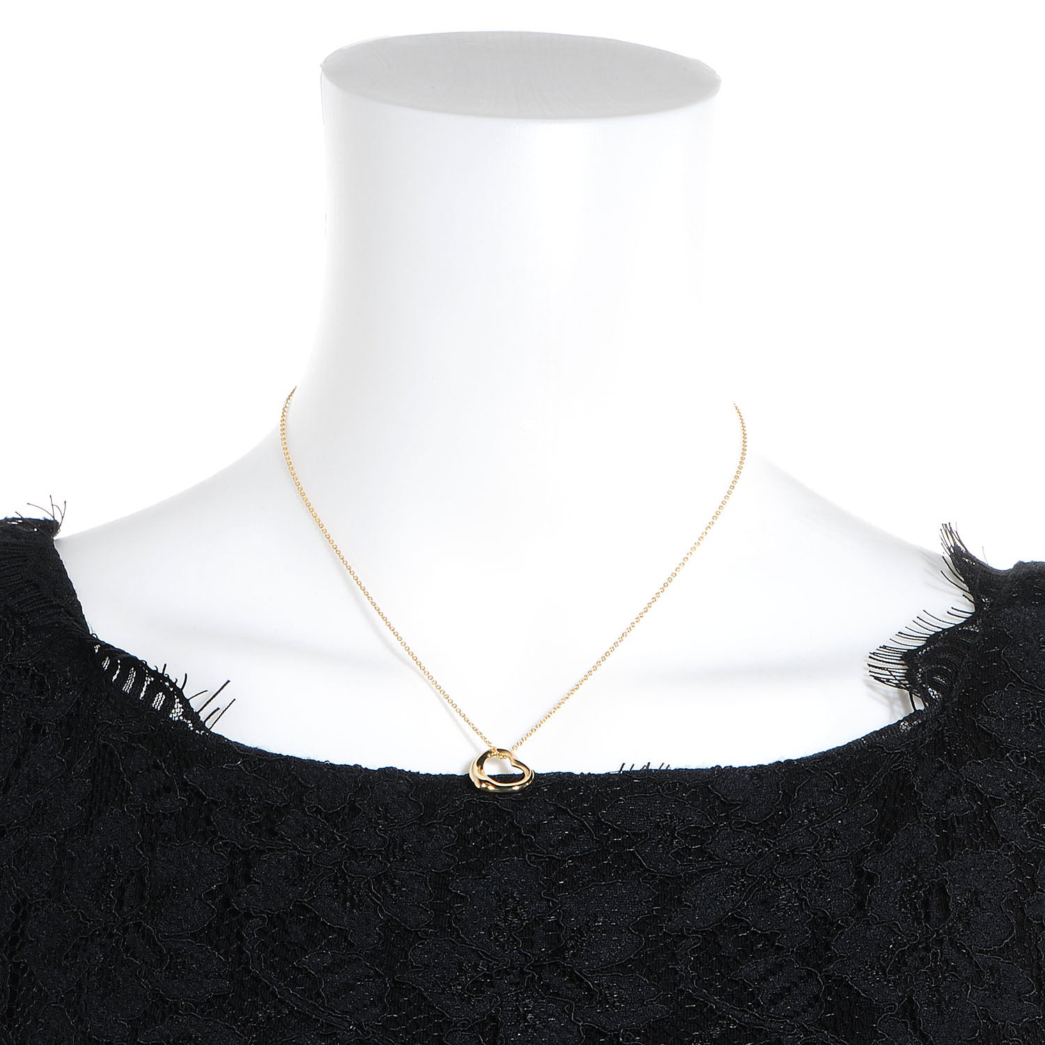 Tiffany Elsa Peretti Small 18K Yellow Gold Open Heart Pendant Necklace 2 of 7