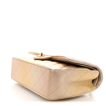 Chanel Metallic Goatskin Quilted Ombre Medium Double Flap Gold 10 of 18