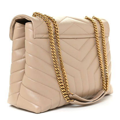 Saint Laurent Calfskin Y Quilted Monogram Medium Loulou Chain Satchel Dark Beige 3 of 15