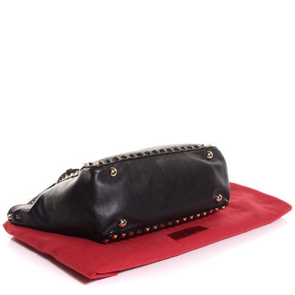 Valentino Garavani Vitello Small Rockstud Tote Black 5 of 10