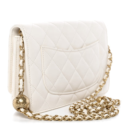 Chanel Lambskin Quilted CC Pearl Crush Wallet on Chain WOC White 3 of 13