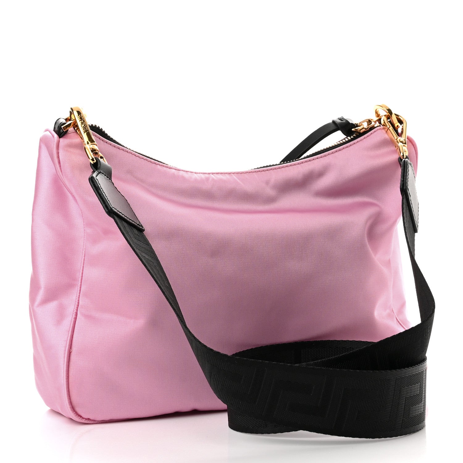 Versace Nylon Tribute Chain Crossbody Shoulder Bag Light Pink 2 of 8