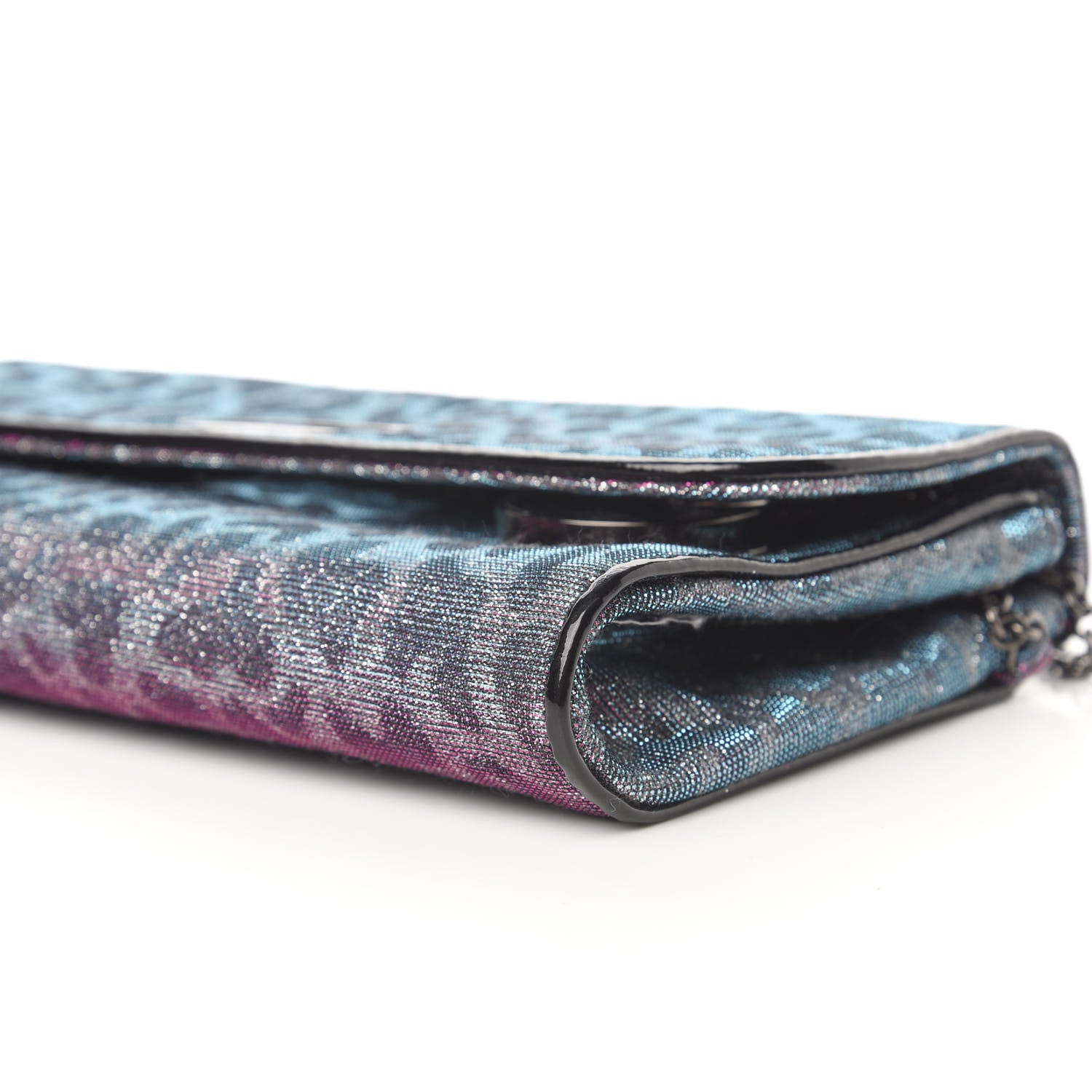 Christian Louboutin Lame Leopard Riviera Clutch Turquoise Violet 8 of 9