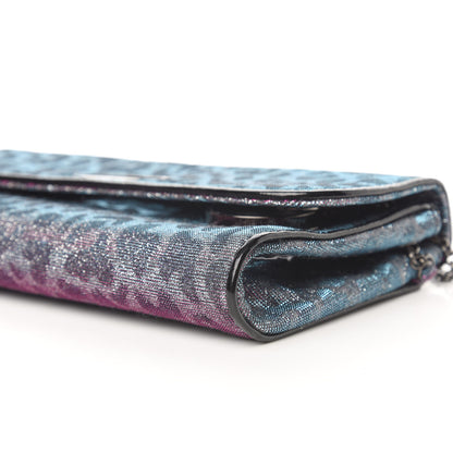Christian Louboutin Lame Leopard Riviera Clutch Turquoise Violet 8 of 9