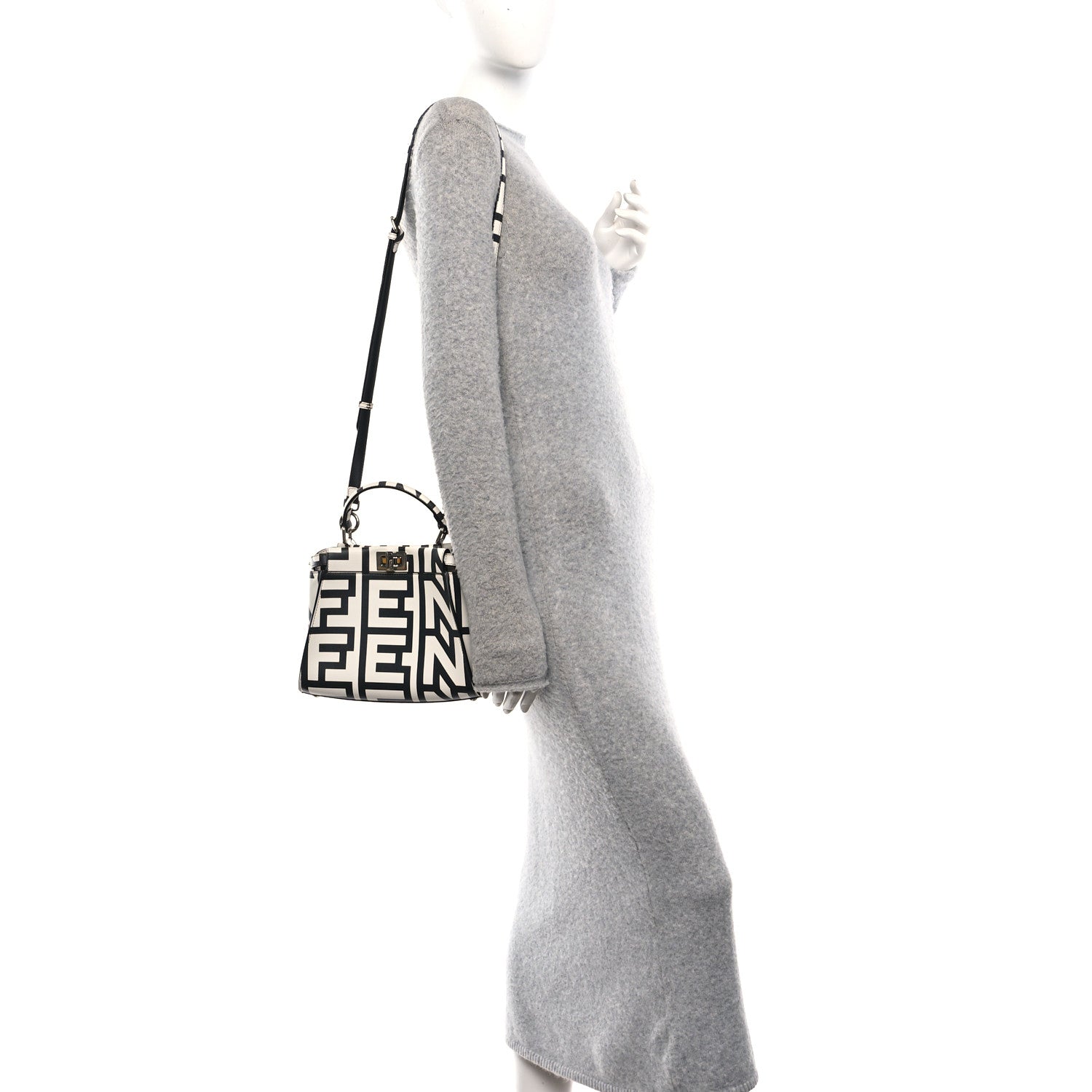 Fendi X MARC JACOBS Nappa Mini Peekaboo I SEE U Satchel Black White 2 of 10