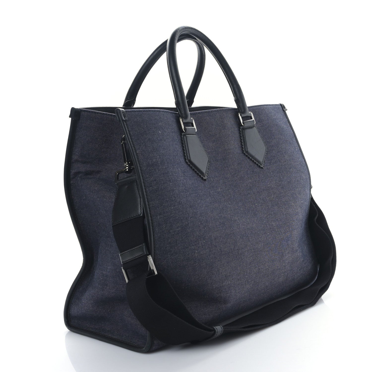 Dolce & Gabbana Canvas Calfskin Embroidered Logo Large Edge Shopper Tote Blue 3 of 8