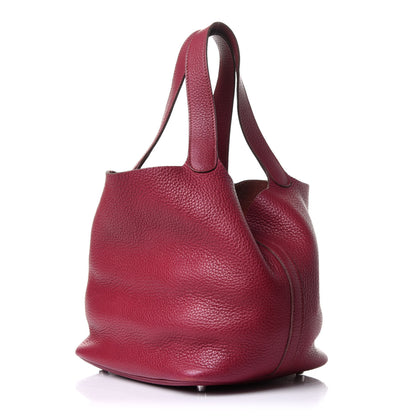 Hermes Taurillon Clemence Picotin Lock 22 MM Rubis 2 of 11