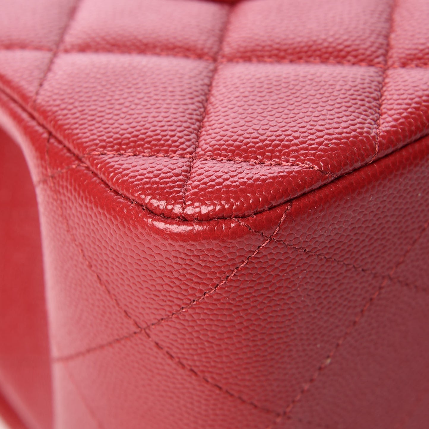 Caviar Quilted Jumbo Double Flap Red