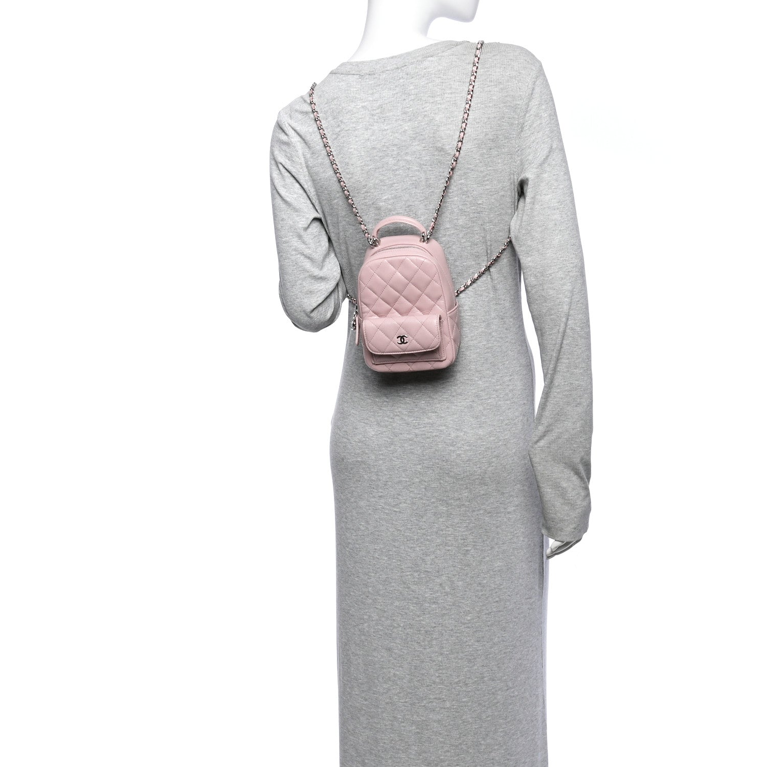 Chanel Caviar Quilted CC Mini Classic Backpack Pink 2 of 11