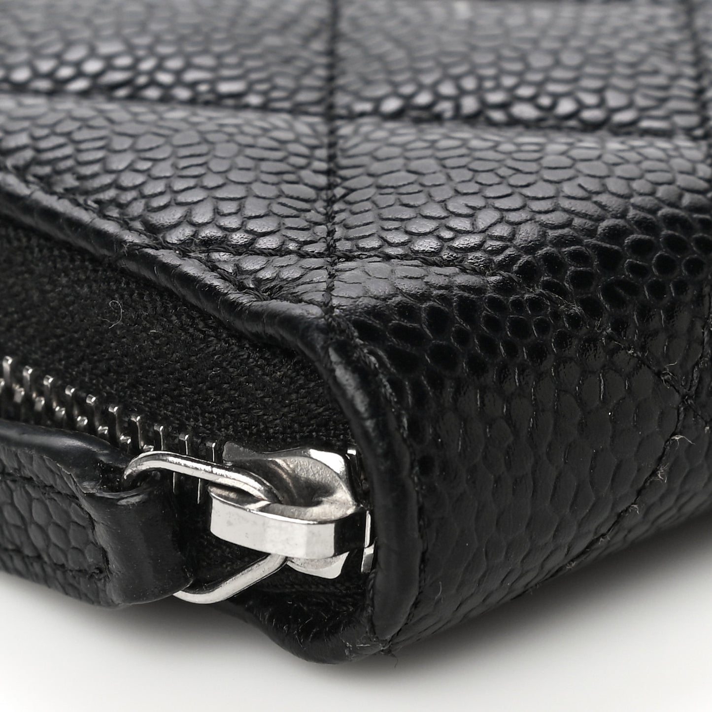 Caviar Quilted Zip Coin Purse Black