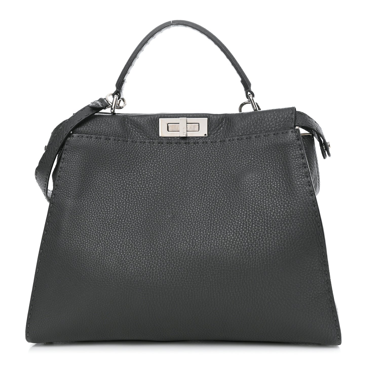 Cuoio Romano Selleria Bi-Color Large Peekaboo Iconic Satchel Asfalto Latte