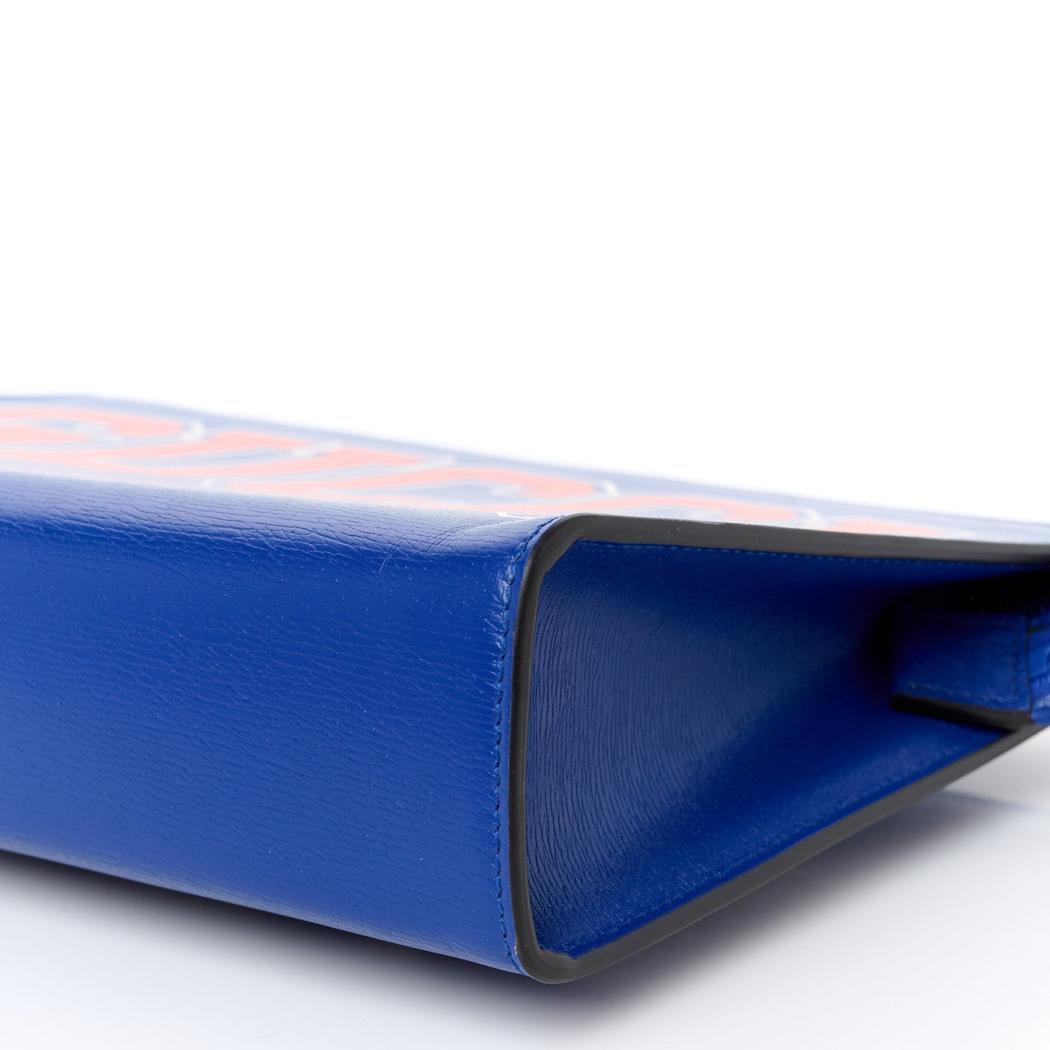 Gucci New Shanghai Calfskin Interlocking G Logo Wristlet Pouch Cobalt Blue Orange 10 of 10