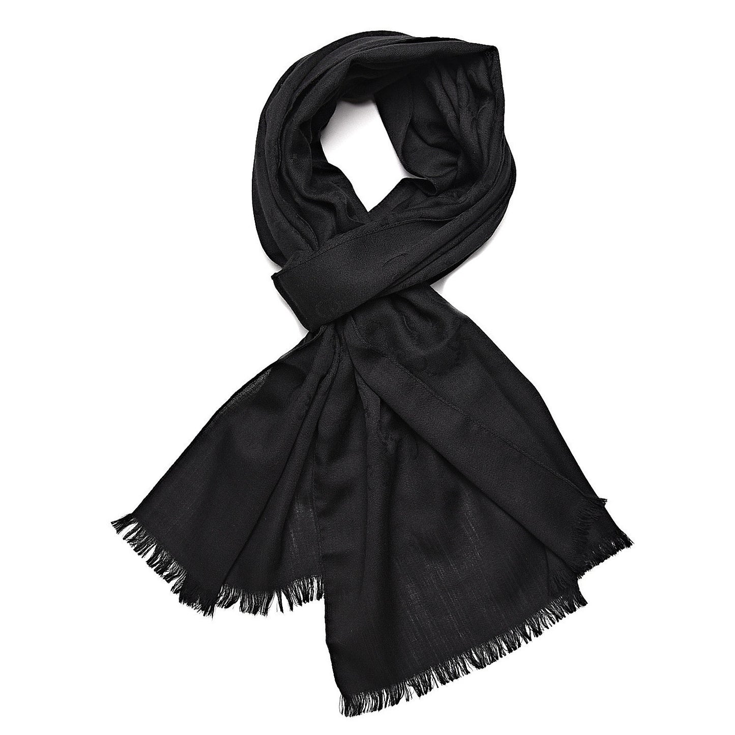 Wool Silk GG Monogram GGNat Scarf Black