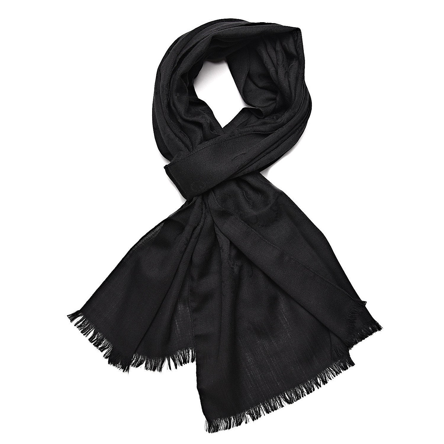 Gucci Wool Silk GG Monogram GGNat Scarf Black 1 of 4