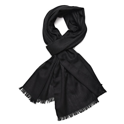 Gucci Wool Silk GG Monogram GGNat Scarf Black 1 of 4