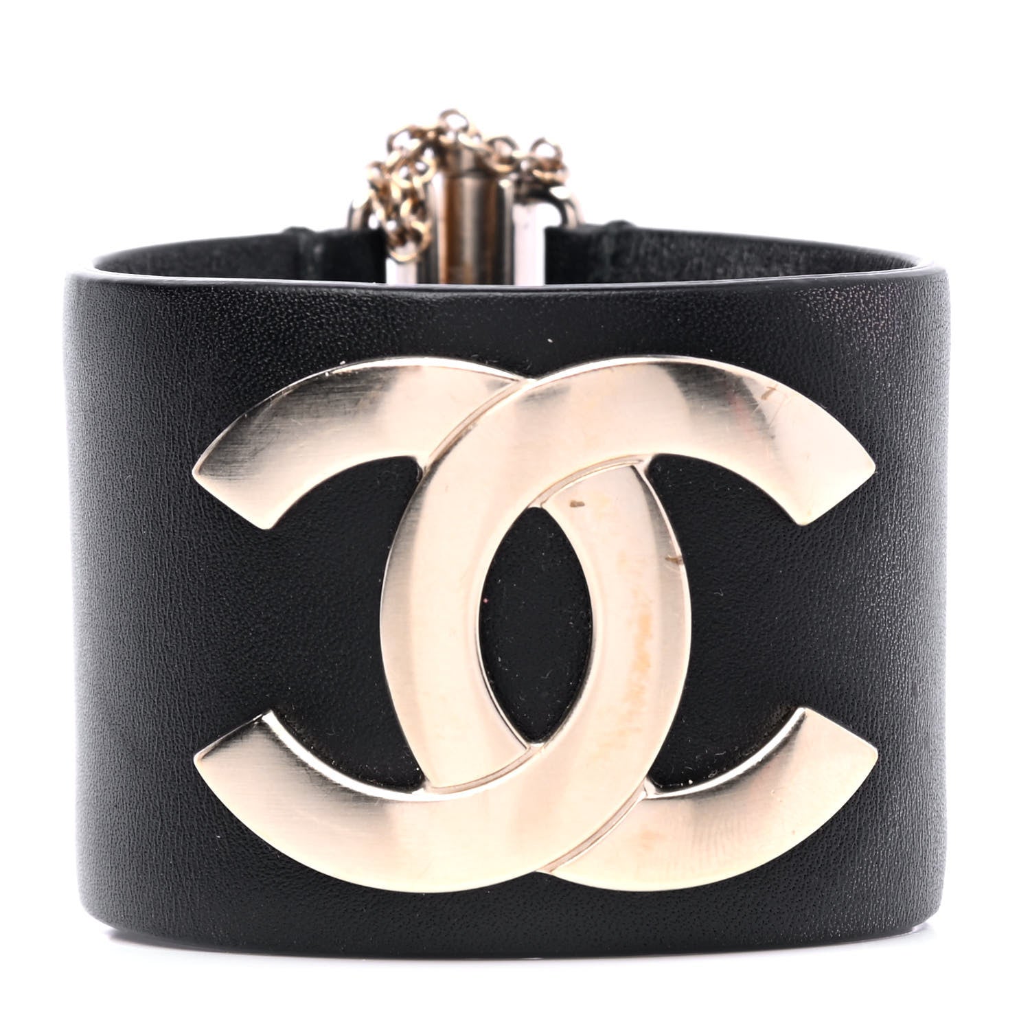 Chanel Calfskin CC Wide Cuff M Black Gold 1 of 5