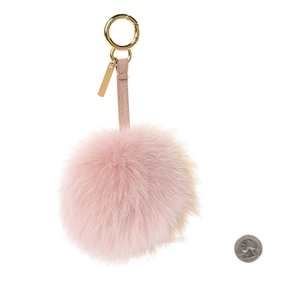 Fendi Fox Fur Vitello Elite Bi-Color Pom Pom Bag Charm Rosa Cammello Cipria 2 of 4