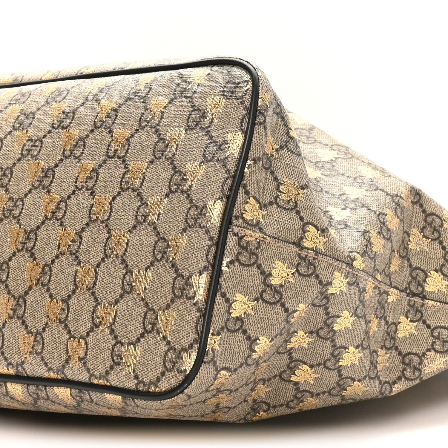 Gucci Soft GG Supreme Monogram Bees Medium Crossbody Tote Beige Oro Black 10 of 11
