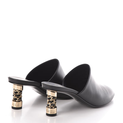 Chanel Calfskin CC Chain Mules Sandals 38 Black 4 of 8